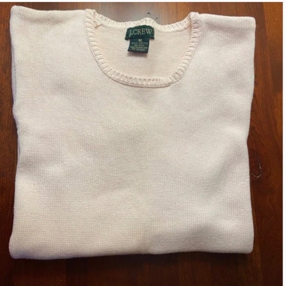 Vintage J Crew Pale Pink Cotton Crew Neck Sweater; Short Sleeves; Perfect; Med - Picture 11 of 11